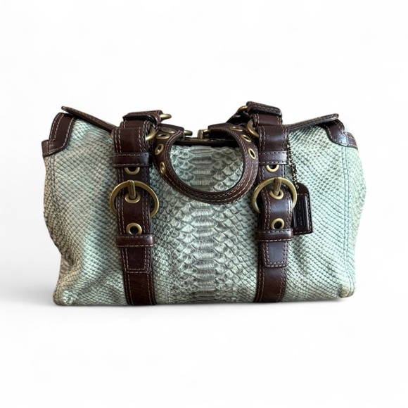 Vintage Coach Rare Sage Chelsea Python Shoulder Bag One Of A Kind|Vintage Coach - Picture 2 of 16